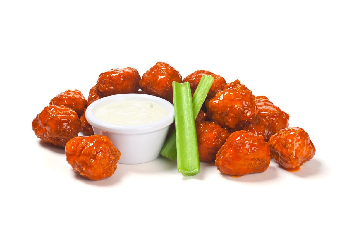 Boneless buffalo wings with celery and ranch